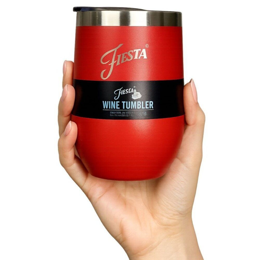 Fiesta Fiestaware 15 oz Wine Tumbler Travel Cup Mug Scarlet Red INSULATED NWT